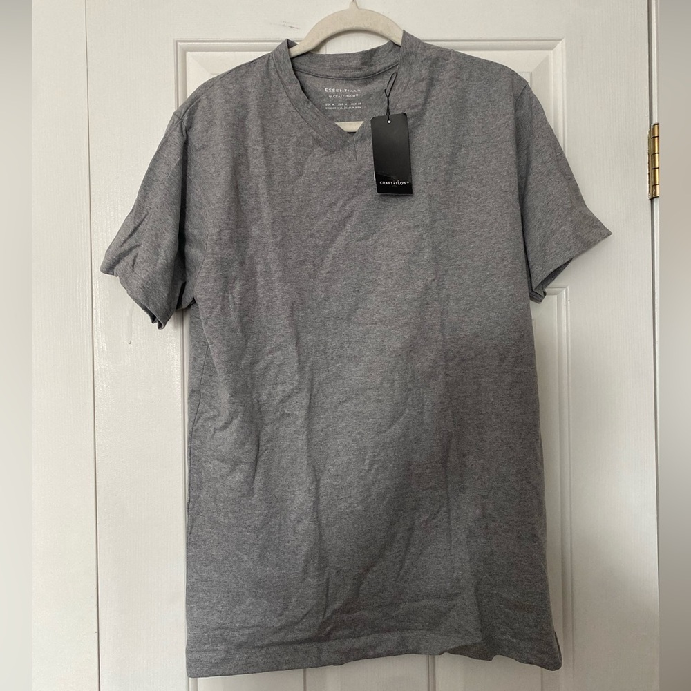 Grey V-neck Short Sleeve Shirt